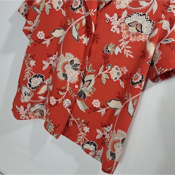 Orange Alfred Dunner Floral Buttoned up Shirt - Picture 6 of 9